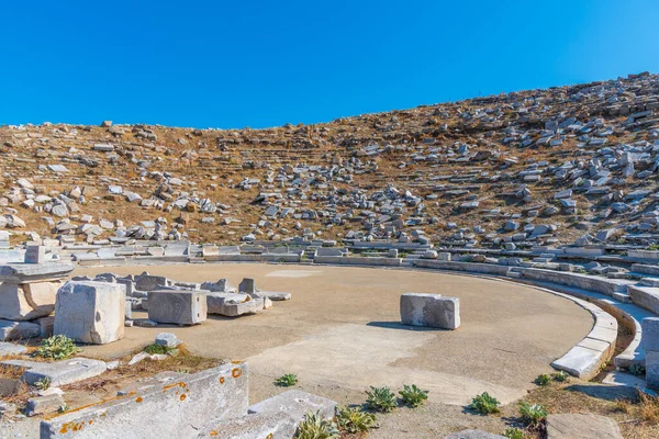 Teater Vid Antika Ruiner Delos Grekland — Stockfoto