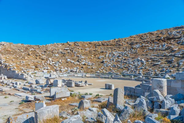 Theatre Ancient Ruins Delos Island Greece — ストック写真
