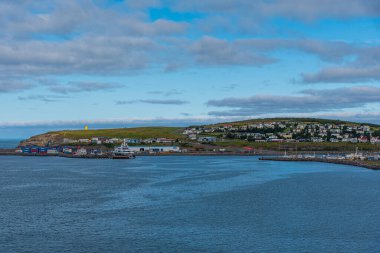 İzlanda 'nın Husavik kasabasının Panoraması