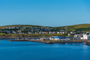 İzlanda 'nın Husavik kasabasının Panoraması