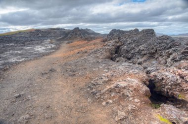 İzlanda 'daki Leirhnjukur' da Krafla lav tarlaları
