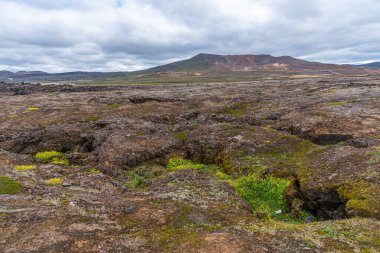 İzlanda 'daki Leirhnjukur' da Krafla lav tarlaları