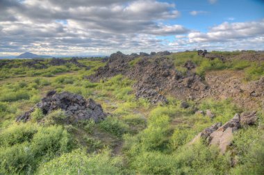 İzlanda 'da bulunan Dimmuborgir lav alanı