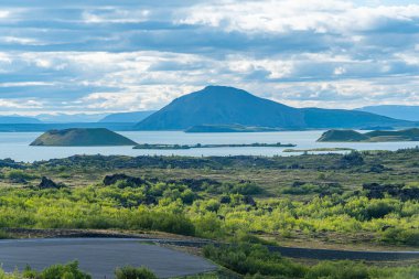 İzlanda 'daki Myvatn Gölü' nün doğal manzarası