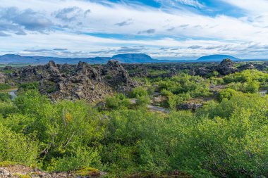 İzlanda 'da bulunan Dimmuborgir lav alanı