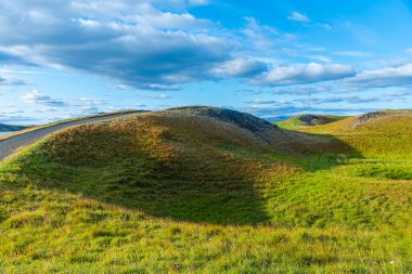 İzlanda 'daki Myvatn Gölü' nde bulunan Skutustadagigar sözde kraterleri