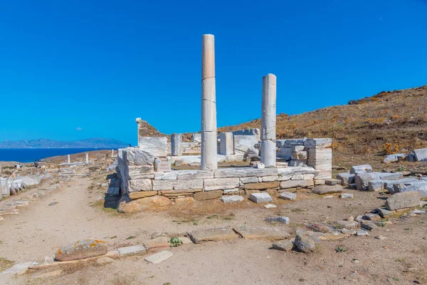 Santuario Hera Presso Antiche Rovine Sull Isola Delos Grecia — Foto Stock