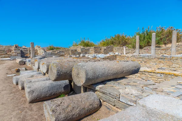 Starożytne Ruiny Wyspie Delos Grecji — Zdjęcie stockowe