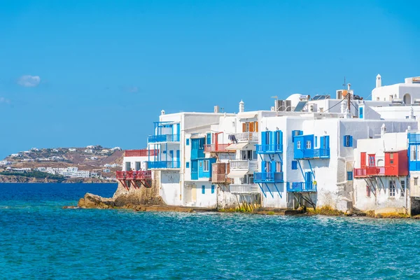 Klein Venetië Kleurrijke Huizen Mykonos Griekenland — Stockfoto