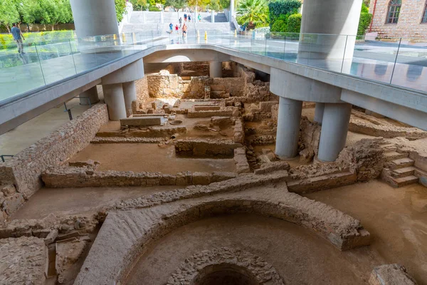 Starożytne Ruiny Pod Muzeum Akropolu Atenach Grecja — Zdjęcie stockowe