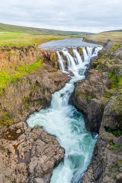 Kolufoss Vízesés Kolugljufur Kanyonnál Izlandon — Stock Fotó