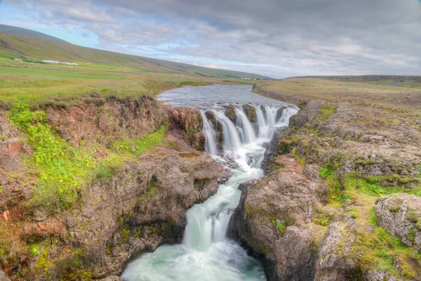 Kolufoss Vízesés Kolugljufur Kanyonnál Izlandon — Stock Fotó