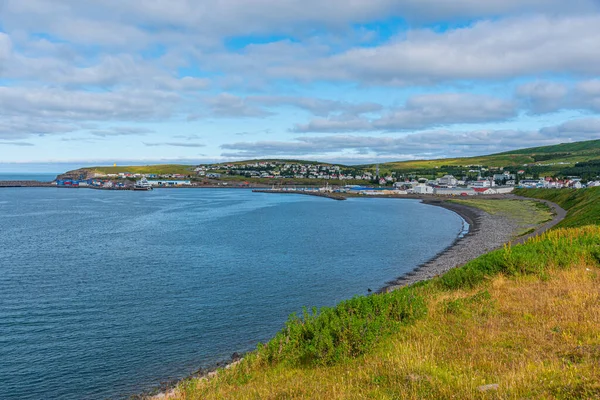 İzlanda 'nın Husavik kasabasının Panoraması