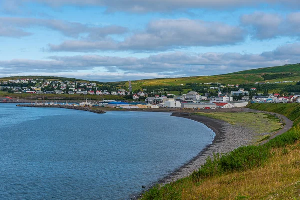 İzlanda 'nın Husavik kasabasının Panoraması