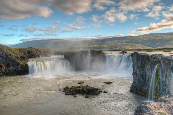 Godafoss Καταρράκτη Δει Κατά Διάρκεια Της Ηλιόλουστης Ημέρας Στην Ισλανδία — Φωτογραφία Αρχείου