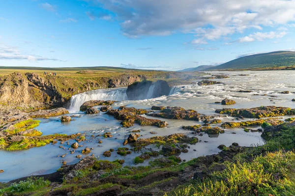 Godafossův Vodopád Pozorovaný Během Slunečného Dne Islandu — Stock fotografie