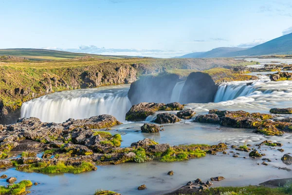Cascade Godafoss Vue Pendant Journée Ensoleillée Sur Islande — Photo