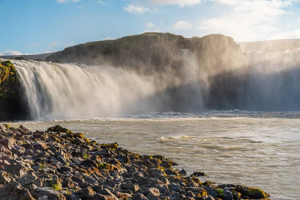 Cascade Godafoss Vue Pendant Journée Ensoleillée Sur Islande — Photo
