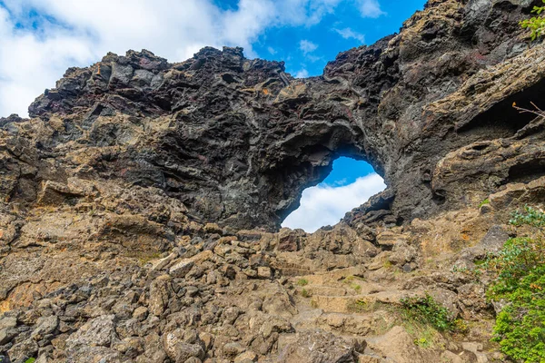 Ventana Roca Campo Lava Dimmuborgir Situado Islandia —  Fotos de Stock