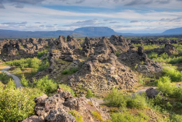 Campo Lava Dimmuborgir Situado Islândia — Fotografia de Stock