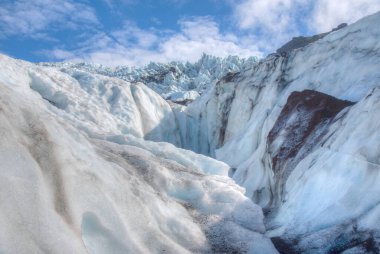 Güneşli bir günde İzlanda 'da Svinafeljkull Buzulu