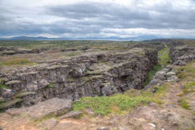 Continental drift visible at Thingvellir national park in Iceland clipart