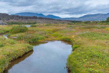 Oxara Nehri İzlanda 'daki Thingvellir Ulusal Parkı' ndan geçiyor.