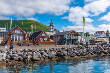 Husavik, İzlanda, 17 Ağustos 2020: Husavik, İzlanda Limanı