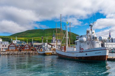 Husavik, İzlanda, 17 Ağustos 2020: Husavik, İzlanda Limanı