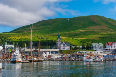 Husavik, İzlanda, 17 Ağustos 2020: Husavik, İzlanda Limanı