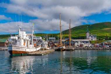 Husavik, İzlanda, 17 Ağustos 2020: Husavik, İzlanda Limanı