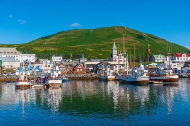 Husavik, İzlanda, 17 Ağustos 2020: Husavik, İzlanda Limanı