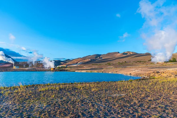 Pohled Geotermální Elektrárnu Bjarnarflag Islandu — Stock fotografie