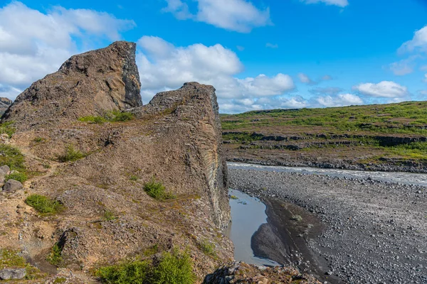 Sechseckige Basaltgesteine Bei Hljodaklettar Auf Island — Stockfoto