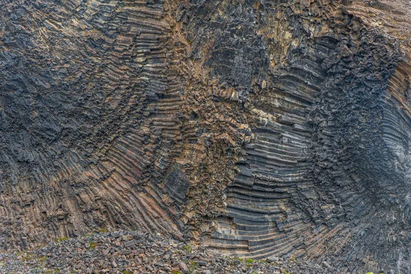 Detail Hexagonal Basalt Rocks Hljodaklettar Iceland — Stock Photo, Image
