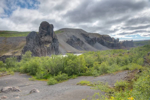 Hexagonal Basalt Rocks Hljodaklettar Iceland — 스톡 사진