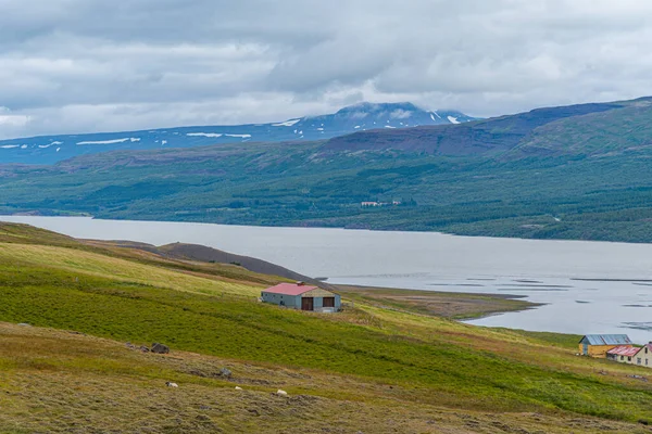 Vista Aérea Del Lago Lagarfjlot Islandia — Foto de Stock