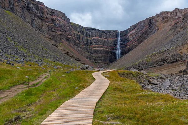 Hengifoss Waterfall Viewed Iceland — 스톡 사진