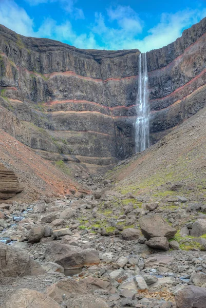 Hengifoss Waterfall Viewed Iceland — Stock Photo, Image