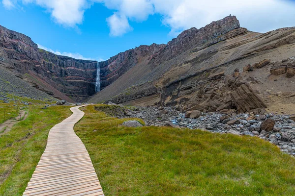 Cachoeira Hengifoss Vista Islândia — Fotografia de Stock