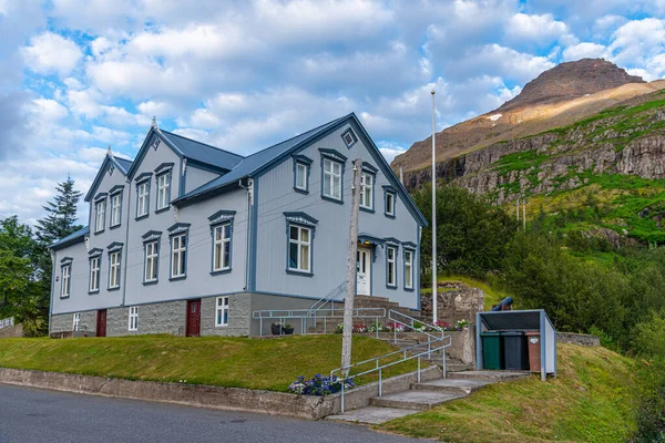 Traditional Wooden Houses Seydisfjordur Iceland — стоковое фото