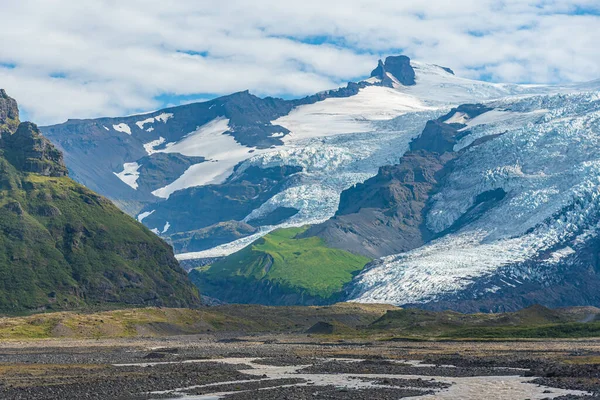 Svinafellsjkull Gleccser Izlandon Napsütéses Napokon — Stock Fotó