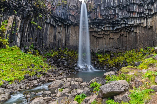 Καταρράκτης Svartifoss Στο Εθνικό Πάρκο Skaftafell Στην Ισλανδία — Φωτογραφία Αρχείου