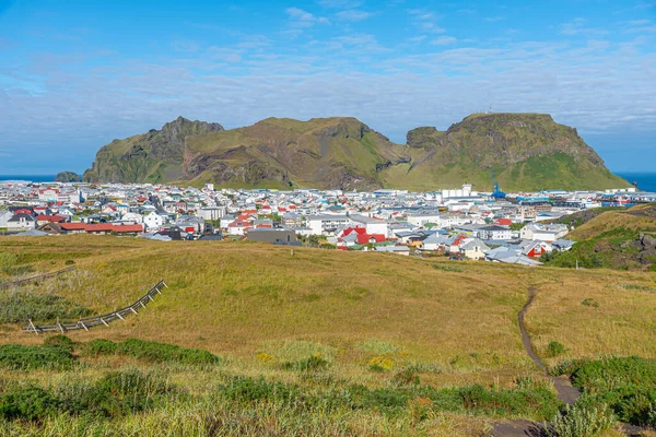Στέγες Σπιτιών Στο Νησί Heimaey Τμήμα Του Αρχιπελάγους Vestmannaeyjar Της — Φωτογραφία Αρχείου