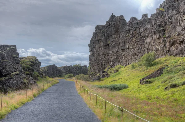 Ηπειρωτική Μετατόπιση Ορατή Στο Εθνικό Πάρκο Thingvellir Στην Ισλανδία — Φωτογραφία Αρχείου
