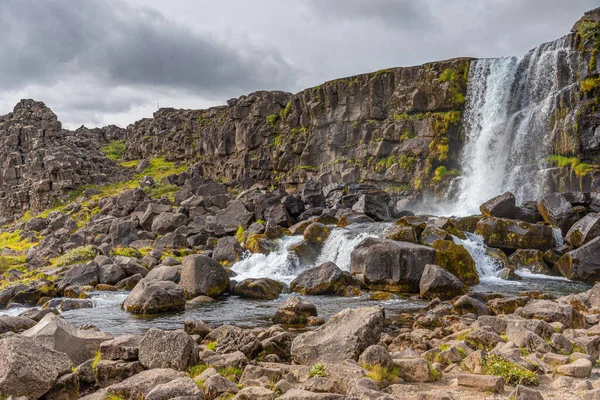 Oxararfoss Καταρράκτη Στο Thingvellir Εθνικό Πάρκο Στην Ισλανδία — Φωτογραφία Αρχείου
