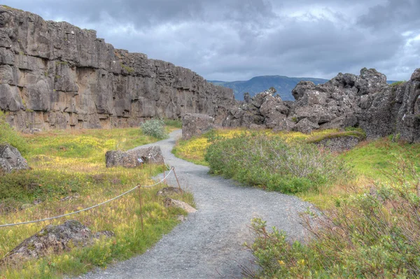 Deriva Continental Visível Parque Nacional Thingvellir Islândia — Fotografia de Stock