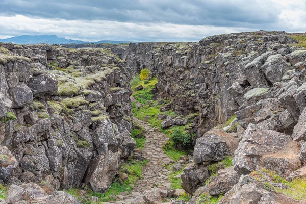 Deriva Continental Visible Parque Nacional Thingvellir Islandia — Foto de Stock