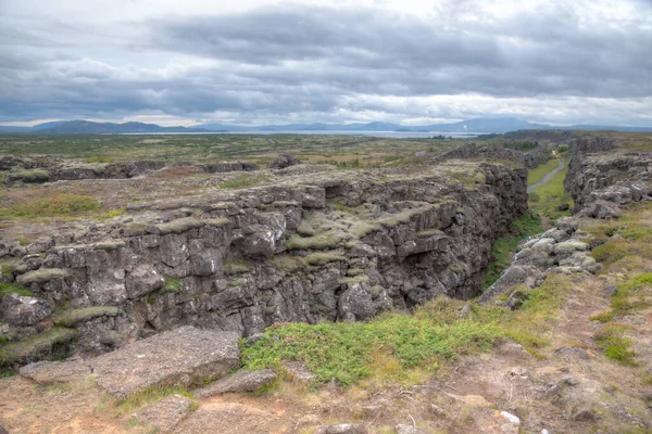 Deriva Continental Visible Parque Nacional Thingvellir Islandia — Foto de Stock