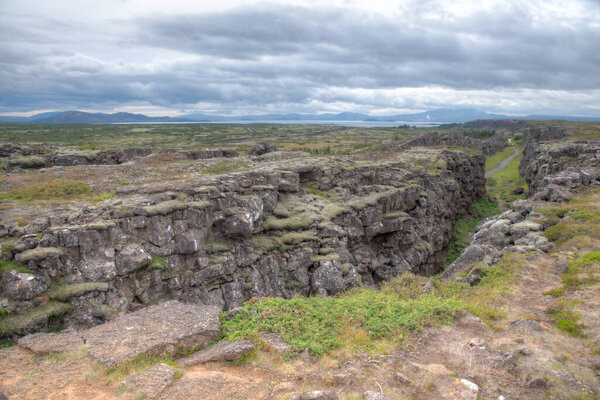 Continental drift visible at Thingvellir national park in Iceland